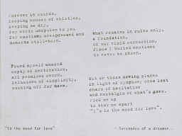 Stanzas from poem: "In the mood for love"